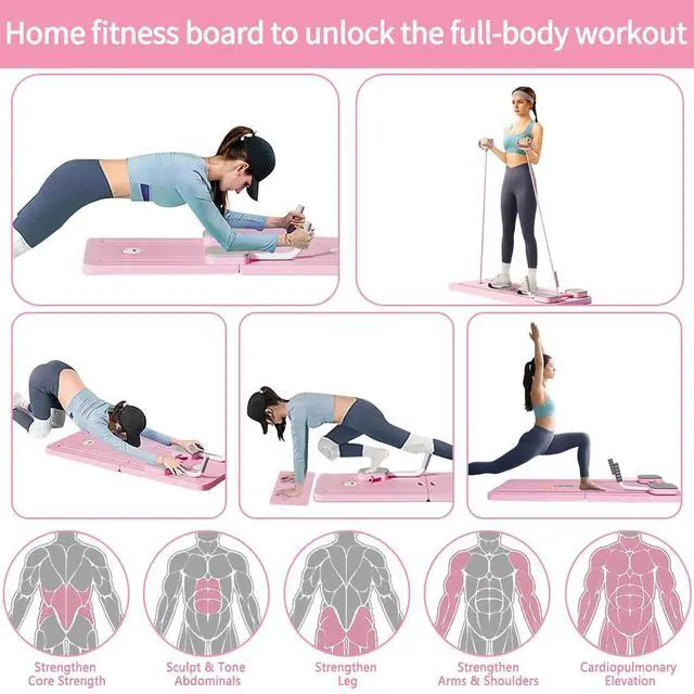 Alt view image 2 of 6 - KUYiA Pilates Portable Reformer 2025 Portable Foldable Design Pilates at Home Workout Equipment Suitability Workout Equipment for Women(Pink)