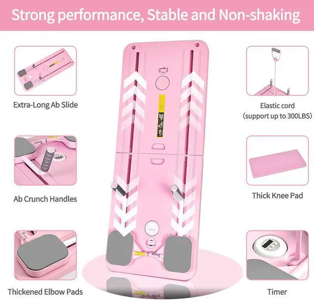 Alt view image 3 of 6 - KUYiA Pilates Portable Reformer 2025 Portable Foldable Design Pilates at Home Workout Equipment Suitability Workout Equipment for Women(Pink)