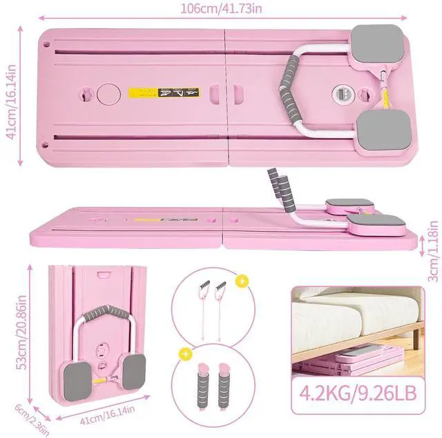 Alt view image 4 of 6 - KUYiA Pilates Portable Reformer 2025 Portable Foldable Design Pilates at Home Workout Equipment Suitability Workout Equipment for Women(Pink)
