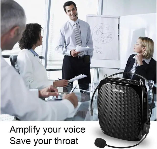 Alt view image 6 of 7 - New Zoweetek Portable Rechargeable Mini Voice Amplifier with Wired Microphone Headset and Waistband Supports MP3 Format Audio for Teachers Singing Coaches Training Presentation Tour Guide