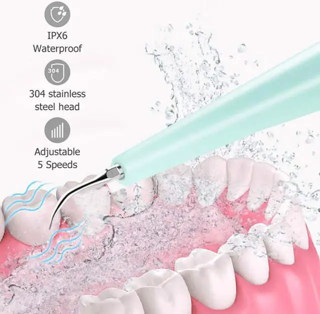 Alt view image 7 of 7 - Dental calculus flushing device, dental care cleaning device, electric cleaning device, second generation tooth cleaning device, Rechargeable Portable Oral irrigator for Travel & Home-Pink