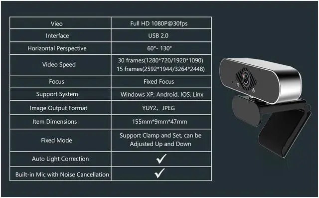 Alt view image 5 of 7 - 1080P Webcam with Microphone, NEK Tech Webcam Full HD PC Skype Camera, Video Calling and Recording for Computer Laptop Desktop, Plug and Play USB Camera for YouTube, Compatible with Windows