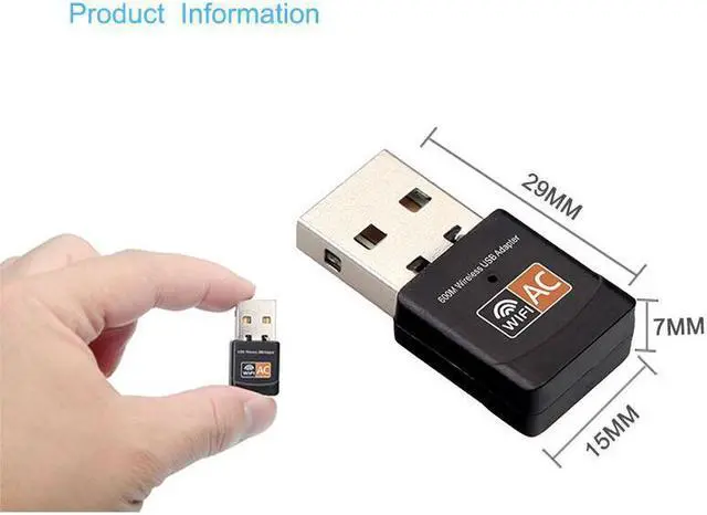 Alt view image 2 of 4 - SAKOSE 5B09 USB WiFi adapter 600Mbps WIFI dongle dual frequency 2.4GHz / 5GHz 802.11 ac / a / b / g / n WEP, WPA / WPA2 thernet network LAN card, mini size easy to set up Support Windows 10/7 / XP / 8
