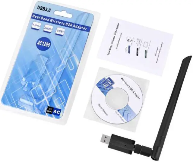 Alt view image 7 of 7 - SAKOSE USB 3.0 WiFi adapter 1200Mbps dual-band wireless network adapter 802.11 AC 5dBi antenna, suitable for desktop laptops WiFi dongle compatible with Windows XP / Vista / 7/8 / 8.1 / 10 Mac OS X 10