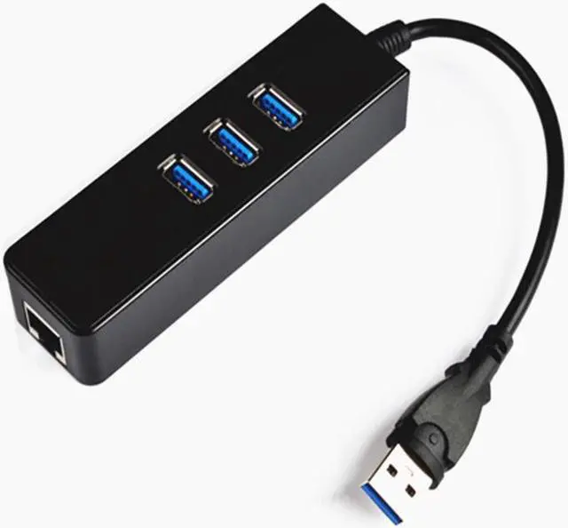 Alt view image 3 of 4 - 3-Port USB 3.0 Hub with RJ45 10/100/1000 Gigabit Ethernet Adapter Converter LAN Wired USB Network Adapter, USB 3.0 RJ45 1 Gigabit Port for Ultrabooks, Notebooks, Tablets and More