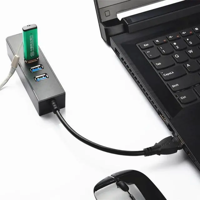 Alt view image 4 of 4 - 3-Port USB 3.0 Hub with RJ45 10/100/1000 Gigabit Ethernet Adapter Converter LAN Wired USB Network Adapter, USB 3.0 RJ45 1 Gigabit Port for Ultrabooks, Notebooks, Tablets and More