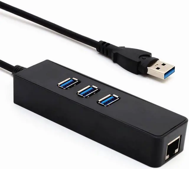 Alt view image 2 of 4 - 3-Port USB 3.0 Hub with RJ45 10/100/1000 Gigabit Ethernet Adapter Converter LAN Wired USB Network Adapter, USB 3.0 RJ45 1 Gigabit Port for Ultrabooks, Notebooks, Tablets and More