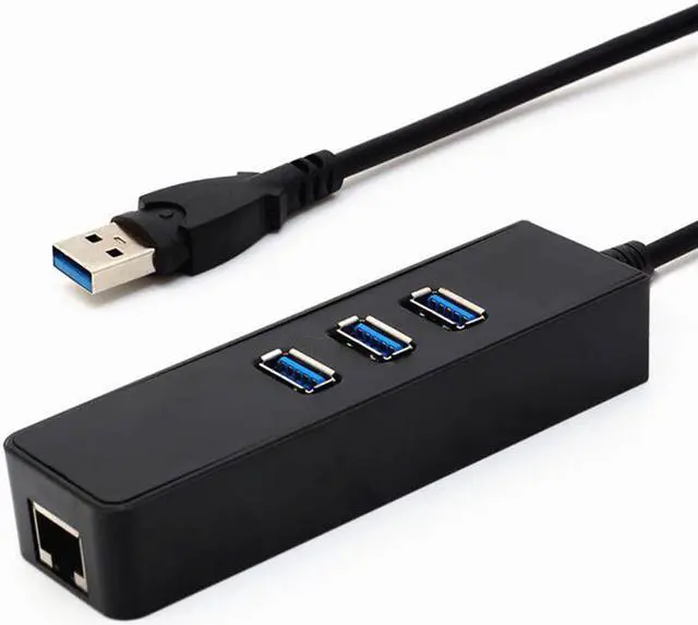 Main image of 3-Port USB 3.0 Hub with RJ45 10/100/1000 Gigabit Ethernet Adapter Converter LAN Wired USB Network Adapter, USB 3.0 RJ45 1 Gigabit Port for Ultrabooks, Notebooks, Tablets and More