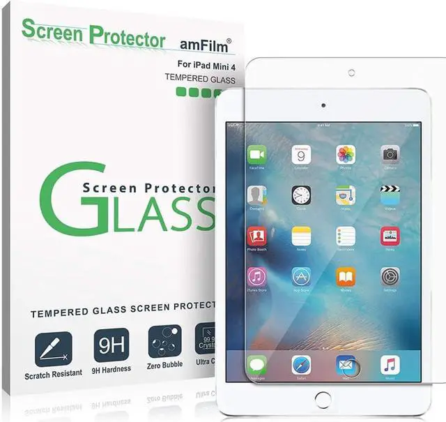 Main image of SA iPad Mini 4 Screen Protector Glass, amFilm Tempered Glass Screen Protector for Apple iPad Mini 4 2015 0.33mm 2.5D Rounded Edge (1-Pack)