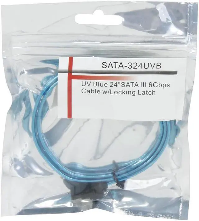 Alt view image 3 of 3 - SA SATA-324UVB 2 ft. Serial ATA III SATA III 6Gbps Cable w/Locking Latch