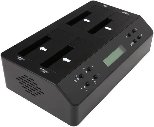 Alt view image 4 of 7 - SA T-400 Black USB 3.0 & eSATA to 4 Bay SATA Docking with Stand Alone 1:3 2.5" 3.5" HDD/SSD Duplicator