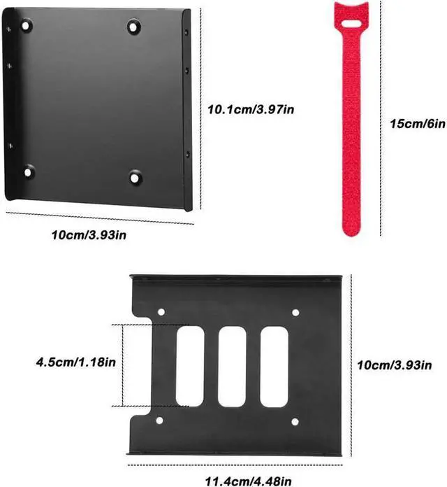 Alt view image 5 of 5 - SA 4 Pack SSD Mounting Bracket Kit 2.5" to 3.5" Drive Bay, Metal Mounting Bracket Adapter Hard Drive Holder with 10 Assorted Colors Reusable Cord Organizer