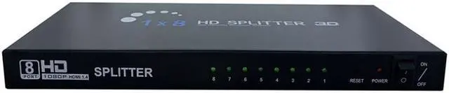 Alt view image 3 of 5 - SA HDMI Splitter - 8-Port - 3D 1080P - HDMI Splitter 1 In 8 Out - 8 Way HDMI Splitter - HDMI Port Splitter -For PS 3/4, Xbox, HDTVs, projectors, PC monitors,Blu-ray DVD player