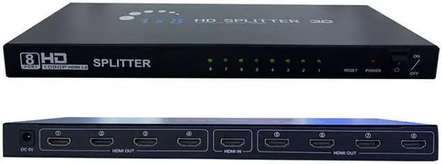 Main image of SA HDMI Splitter - 8-Port - 3D 1080P - HDMI Splitter 1 In 8 Out - 8 Way HDMI Splitter - HDMI Port Splitter -For PS 3/4, Xbox, HDTVs, projectors, PC monitors,Blu-ray DVD player