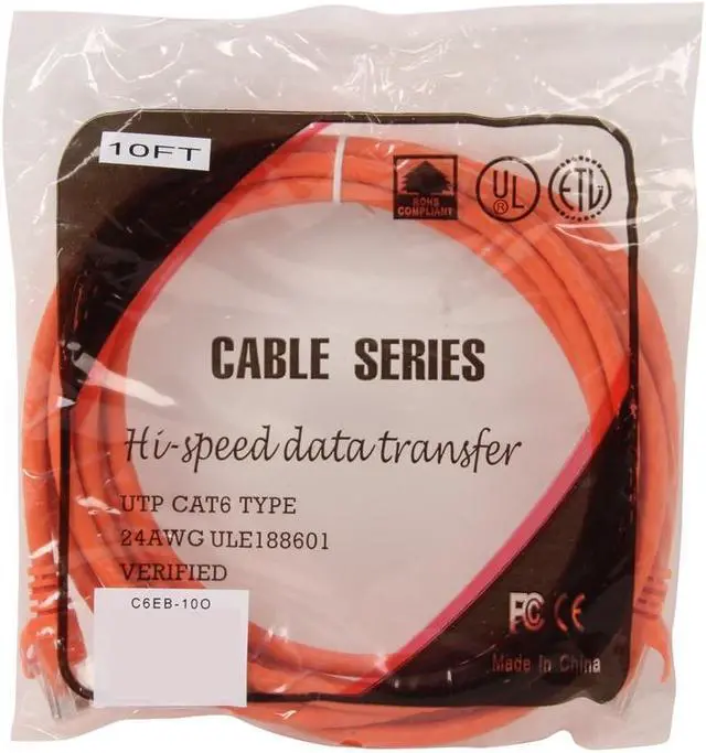 Alt view image 3 of 3 - SA C6EB-10O 10 ft. Cat 6 Orange Enhanced 550MHz Patch Cables