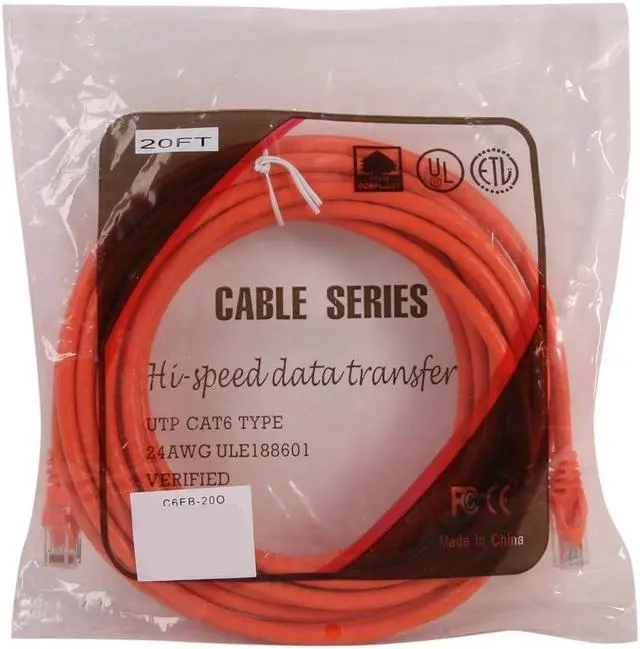 Alt view image 3 of 3 - SA C6EB-20O 20 ft. Cat 6 Orange Enhanced 550MHz Patch Cables