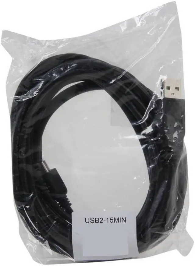 Alt view image 3 of 3 - SA USB2-15MIN Black USB 2.0 Type A Male to Mini B Male Cable