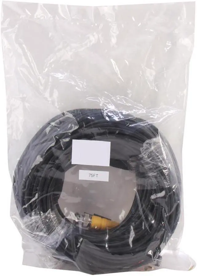 Alt view image 3 of 3 - SA SCC-75RB 75 ft. Security Camera Cable + Power, BNC Male + RCA Male + DC Male to Female - OEM