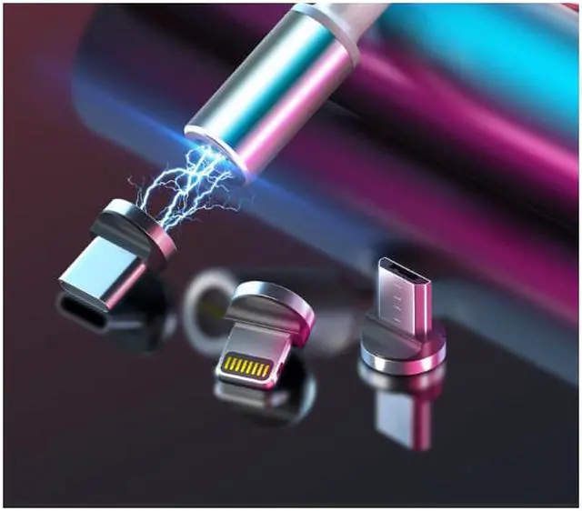 Alt view image 5 of 7 - 3 in 1 colorful LED Flowing Magnetic Charger Blue Cable Light Up Candy Moving Party Shining Charger Phone Charging Cable Magnetic Streamer Absorption USB Snap Quick Connect 3 in 1 USB Cable