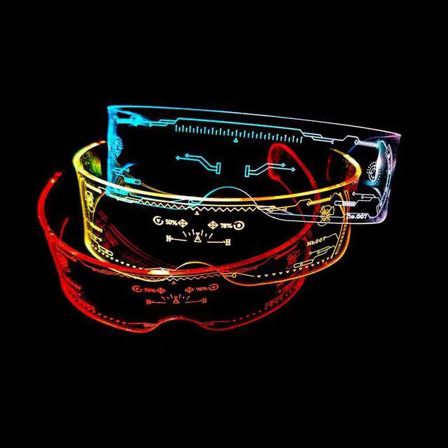 Alt view image 2 of 7 - LED Light up Glasses - Rainbow Steampunk Goggles Novelty Funny Rave Glasses for Kids Adults Birthday Halloween Christmas Party Eyewear (Green)