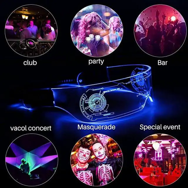 Alt view image 6 of 7 - LED Light up Glasses - Rainbow Steampunk Goggles Novelty Funny Rave Glasses for Kids Adults Birthday Halloween Christmas Party Eyewear (Green)