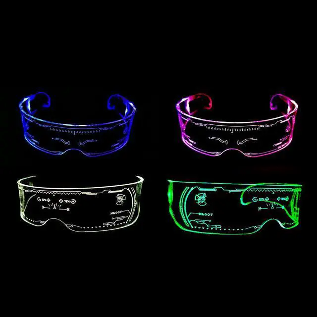 Alt view image 4 of 7 - LED Light up Glasses - Rainbow Steampunk Goggles Novelty Funny Rave Glasses for Kids Adults Birthday Halloween Christmas Party Eyewear (Green)