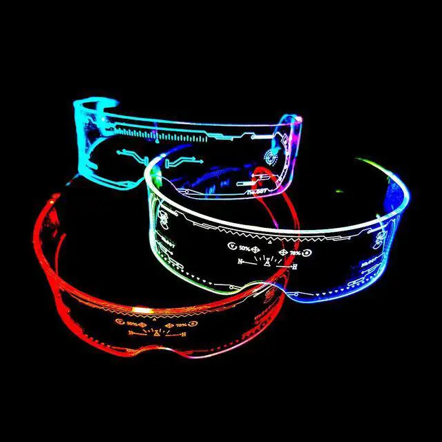 Alt view image 3 of 7 - LED Light up Glasses - Rainbow Steampunk Goggles Novelty Funny Rave Glasses for Kids Adults Birthday Halloween Christmas Party Eyewear (Green)