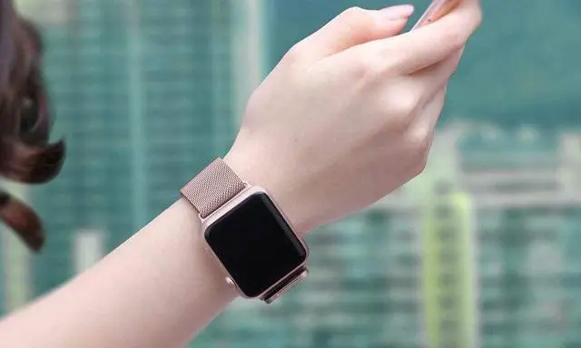 Alt view image 3 of 7 - For Apple Watch 6/5/4/3/2/1/SE Band Replacement Stainless Steel 38mm 40mm 42mm 44mm , Milan magnetic metal strap with Screen Protector Case Sports Wristband,42mm,Rose gold