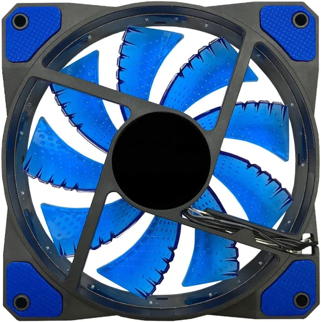 Alt view image 3 of 7 - SA 120mm PC Cooling Computer 16dB Ultra Silent 15 LEDs Case Fan Heatsink Cooler Cooling w/ Anti-Vibration Rubber, 120mm Fan,12VDC, Molex 4pin, Blue LED Lights(5pcs)