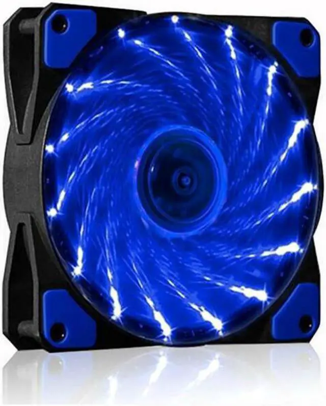 Alt view image 3 of 7 - SA 120mm PC Cooling Computer 16dB Ultra Silent 15 LEDs Case Fan Heatsink Cooler Cooling w/ Anti-Vibration Rubber, 120mm Fan,12VDC, Molex 4pin, Blue LED Lights(3pcs)