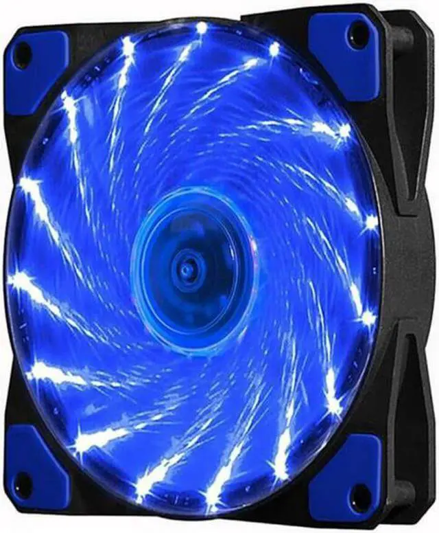 Alt view image 6 of 7 - SA 120mm PC Cooling Computer 16dB Ultra Silent 15 LEDs Case Fan Heatsink Cooler Cooling w/ Anti-Vibration Rubber, 120mm Fan,12VDC, Molex 4pin, Blue LED Lights(3pcs)