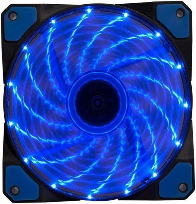 Alt view image 2 of 7 - SA 120mm PC Cooling Computer 16dB Ultra Silent 15 LEDs Case Fan Heatsink Cooler Cooling w/ Anti-Vibration Rubber, 120mm Fan,12VDC, Molex 4pin, Blue LED Lights(3pcs)