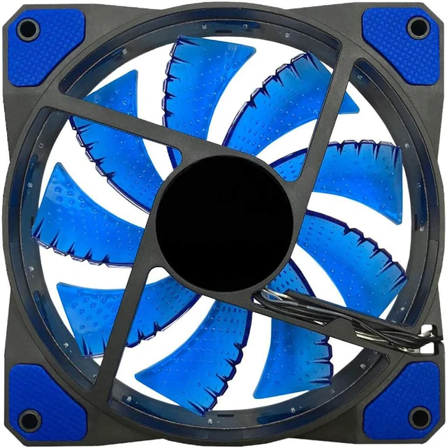 Alt view image 6 of 7 - SA 120mm PC Cooling Computer 16dB Ultra Silent 15 LEDs Case Fan Heatsink Cooler Cooling w/ Anti-Vibration Rubber, 120mm Fan,12VDC, Molex 4pin, Blue LED Lights(6pcs)