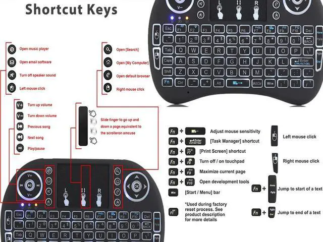 Alt view image 4 of 7 - Rainbow LED Backlit Mini Wireless Keyboard with Touchpad Mouse 2.4GHz QWERTY Keyboard for Raspberry Pi, Smart TV, Xbox 360, PS5,PS4, iOS, Android, Windows PC,Car TV,HTPC,Network player