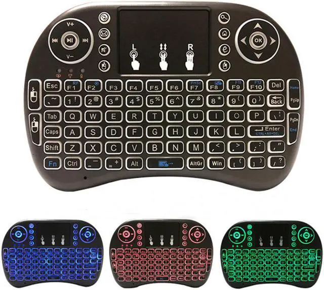 Main image of Rainbow LED Backlit Mini Wireless Keyboard with Touchpad Mouse 2.4GHz QWERTY Keyboard for Raspberry Pi, Smart TV, Xbox 360, PS5,PS4, iOS, Android, Windows PC,Car TV,HTPC,Network player