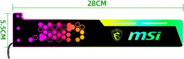 Alt view image 2 of 5 - SA MSI pattern Graphics card GPU support bracket Video card recessed bracket/rack bracket, 5V 4-pin RGB Streamer discoloration GPU Brace, for shell decoration 280mm