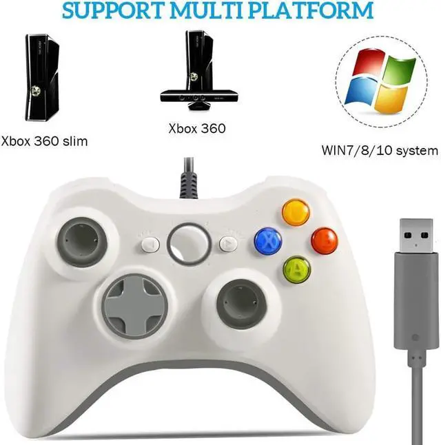 Alt view image 7 of 7 - Xbox 360 Wired Controller,  RUIWEN USB Gamepad, Joypad with Shoulders Buttons, for Microsoft Xbox360/Xbox 360 Slim/PC Windows 7 8 10 Game (Not Official Controller)