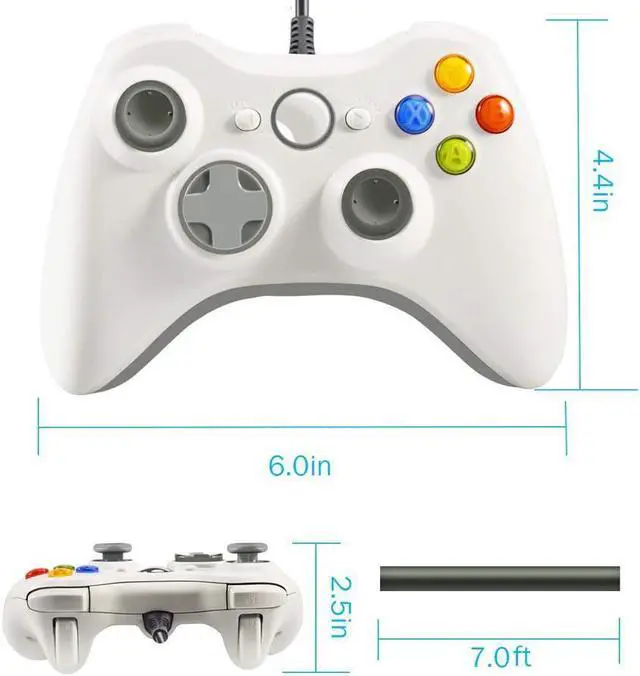 Alt view image 4 of 7 - Xbox 360 Wired Controller,  RUIWEN USB Gamepad, Joypad with Shoulders Buttons, for Microsoft Xbox360/Xbox 360 Slim/PC Windows 7 8 10 Game (Not Official Controller)