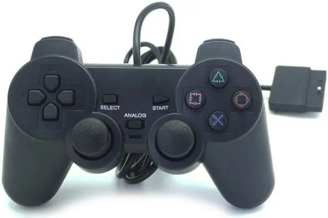 Alt view image 3 of 3 - P2 game handle controller PS2 wired handle controller singles double vibration ps2 snowflake key