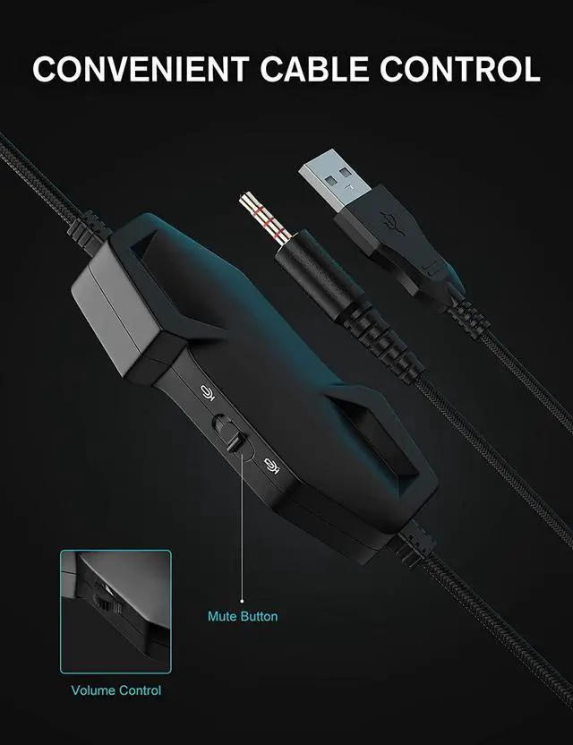 Alt view image 5 of 7 - ZIUMIER Gaming Headset with Microphone, Compatible with PS4 PS5 Xbox One PC Laptop, Over-Ear Headphones with LED RGB Light, Noise Canceling Mic, 7.1 Stereo Surround Sound