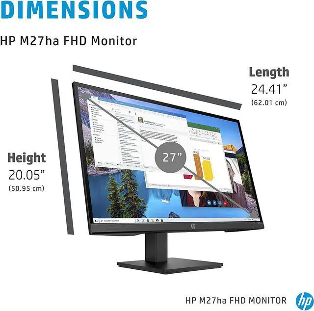 Alt view image 4 of 14 - hp m27ha fhd monitor - full hd monitor (1920 x 1080p) - ips panel and built-in audio - vesa compatible 27-inch monitor designed