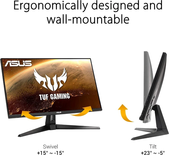 Alt view image 4 of 6 - ASUS TUF Gaming VG279Q1A 27" Gaming Monitor, 1080P Full HD, 165Hz (Supports 144Hz), IPS, 1ms, Adaptive-sync/FreeSync Premium, Extreme Low Motion Blur, Eye Care, HDMI DisplayPort
