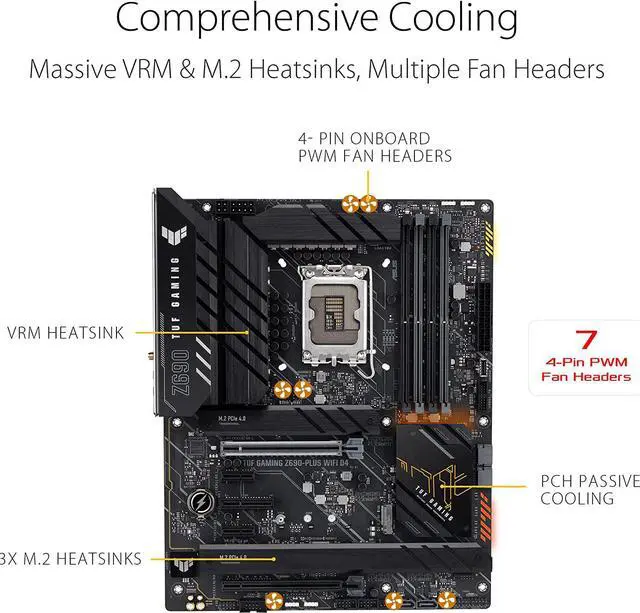 Alt view image 2 of 4 - ASUS TUF GAMING Z690-PLUS WIFI D4 LGA 1700 Intel Z690 ATX Desktop Motherboard B