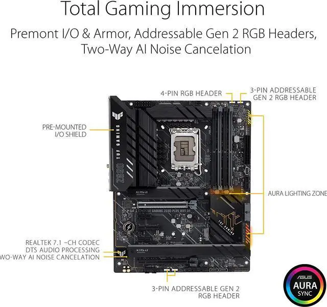 Alt view image 3 of 4 - ASUS TUF GAMING Z690-PLUS WIFI D4 LGA 1700 Intel Z690 ATX Desktop Motherboard B