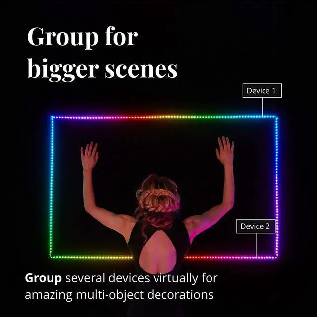 Alt view image 16 of 18 - Twinkly Line 5 Ft Adhesive Magnetic 16 Million Color LED Light Strip Kit