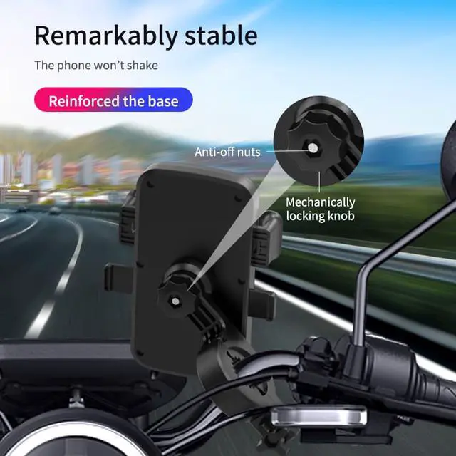 Alt view image 7 of 7 - Hannord Bike Phone Mount for Any Smart Phone Universal Phone Mount for Motorcycle Anti Shake Stable Rotation Bike Phone Holder