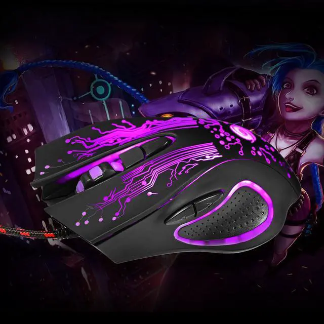 Alt view image 4 of 7 - Ergonomic Design Mouse Colorful 5500DPI 6-Button LED USB Optical Wired Gaming Mouse for Pro Gamer