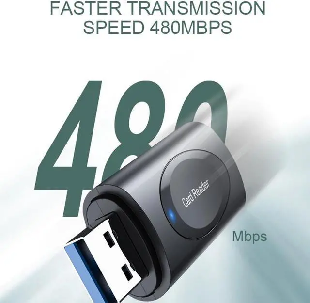 Alt view image 3 of 7 - SD Card Reader, Hannord USB 3.0 USB C Card Reader Adapter TF Memory Card Reader for SD, Micro SD, SDHC, SDXC, MMC Card Compatible with MacBook Pro, MacBook Air, Galaxy S20, iPad Pro, Computer, Laptop