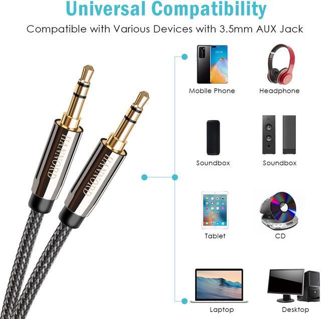 Alt view image 5 of 7 - AUX Cable, Hannord 3.5mm Nylon Braided Stereo AUX Cable Male to Male Hi-Fi Sound AUX Cord Auxiliary Audio Cable for Car, Headphone, Speaker, Home Stereo, iPhone, Echo(6.6 Feet / 2 Meters)
