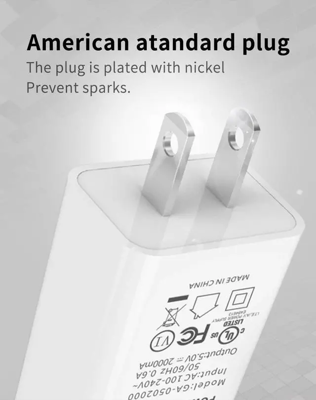 Alt view image 6 of 7 - USB Wall Charger, Hannord 2-Pack 5V 2A Power Adapter Universal Travel Charger USB Plug Cell Phone Charger Block Cube Compatible with iPhone, iPad, Google Nexus, Samsung, LG, HTC, Moto, Kindle (Black)